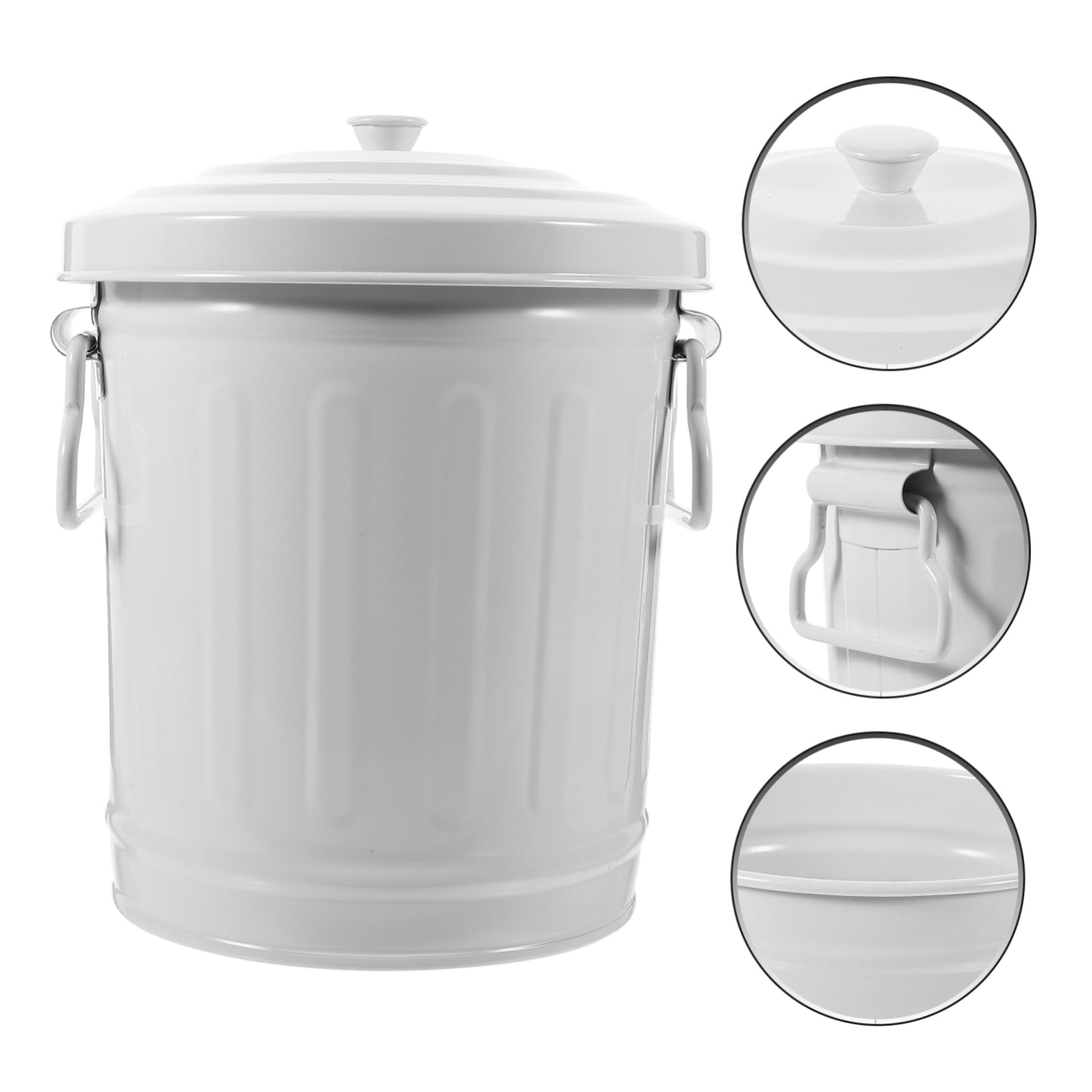 CHILDWEET Metal Trash Can with Lid Metal Container Office Trash Can Candy Tin Kitchen Compost Bin Desktop Garbage Can Make up Brush Holder Organizer Trash Storage Can Office Trash Container