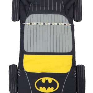 Batman Batmobile Kids Sleepover Bag Superhero Slumber Mat with Built-in Pillow, Cozy & Soft