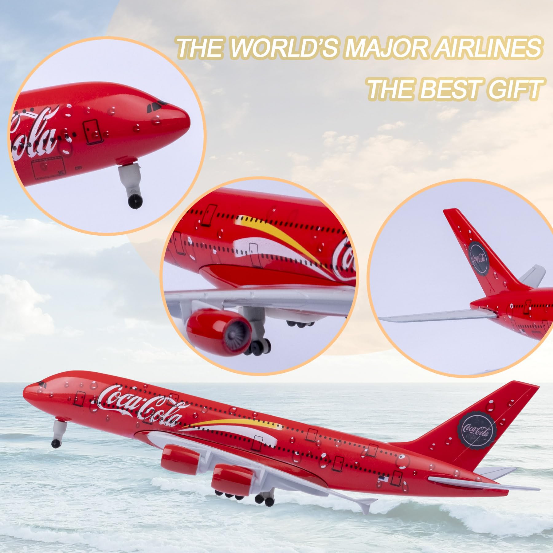 Bswath Model Airplane 1:300 Scale Model A380 Model Plane Metal Alloy Model for Gift and Decoration