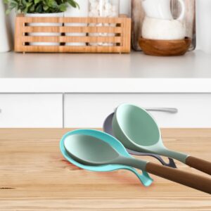 HMDZMR Spoon Rest for Stove Top, 3 Pack Large Silicone Spoon Holder for Kitchen Counter, Heat Resistant Cooking Spoon Holder, Microwave and Oven Safe