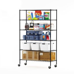 Furinno Wayar 6-Tier Metal Storage Shelf Rack, 48 x 18 x 78, Black