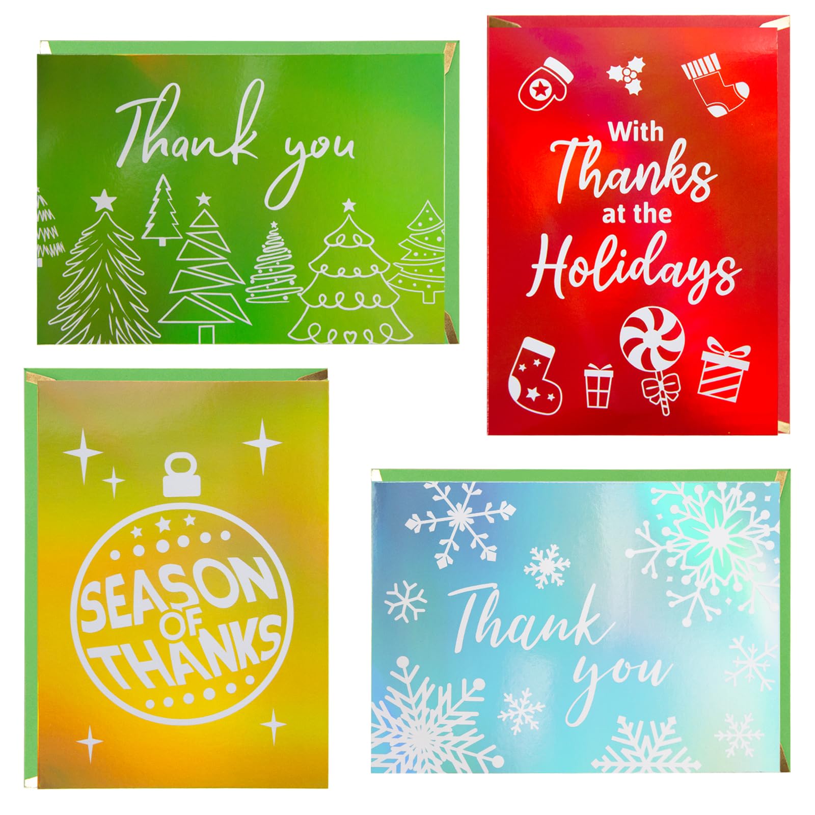 ceiba tree 24 PCS Christmas Thank You Cards with Envelopes & Stickers Sparkle Holiday Thank You Notes Cards Message inside 5 * 7 inch