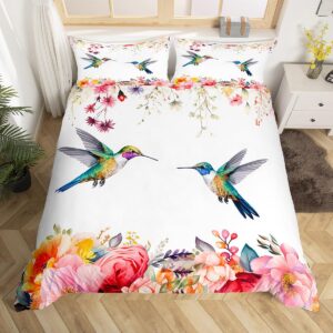 hummingbird bedding set full size tropical birds comforter cover set hummingbird flowers duvet cover breathable farmhouse garden bedspread cover room decor blossoming iris flowers quilt cover