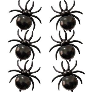 6 pcs halloween black spider balloons,3d realistic giant banner backdrop curtain for birthday happy halloween day of dead home party decorations