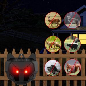 4 Pack NUIODW Solar Nocturnal Animal Repeller Predator Control Red LED Strobe Lights Deer Skunk Raccoon Repellent for Garden Yard Farm Chicken Coop