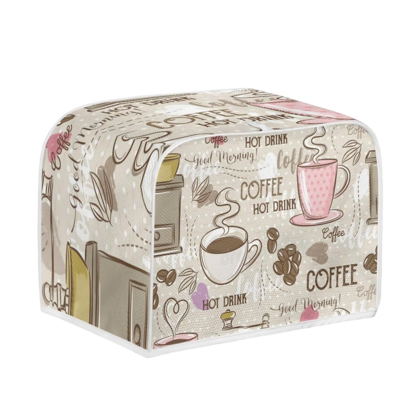 JSLXYYBQ Coffee Pattern Toaster Covers 2 Slice Wide Slot Dustproof Fingerprint Protectors and Greasy Protection Anti-sputtering Machine Washable Women Gift