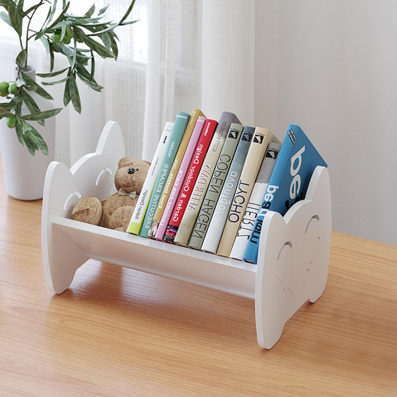 KUAIYU Kids Bookshelf, Desktop Bookshelf, Tilted Mini Bookshelf for Desk, Tabletop Bookshelf, Book Shelf for Books Magazine CD, Tiny Bookshelf and Storage Rack in Living Room/Office/Home.