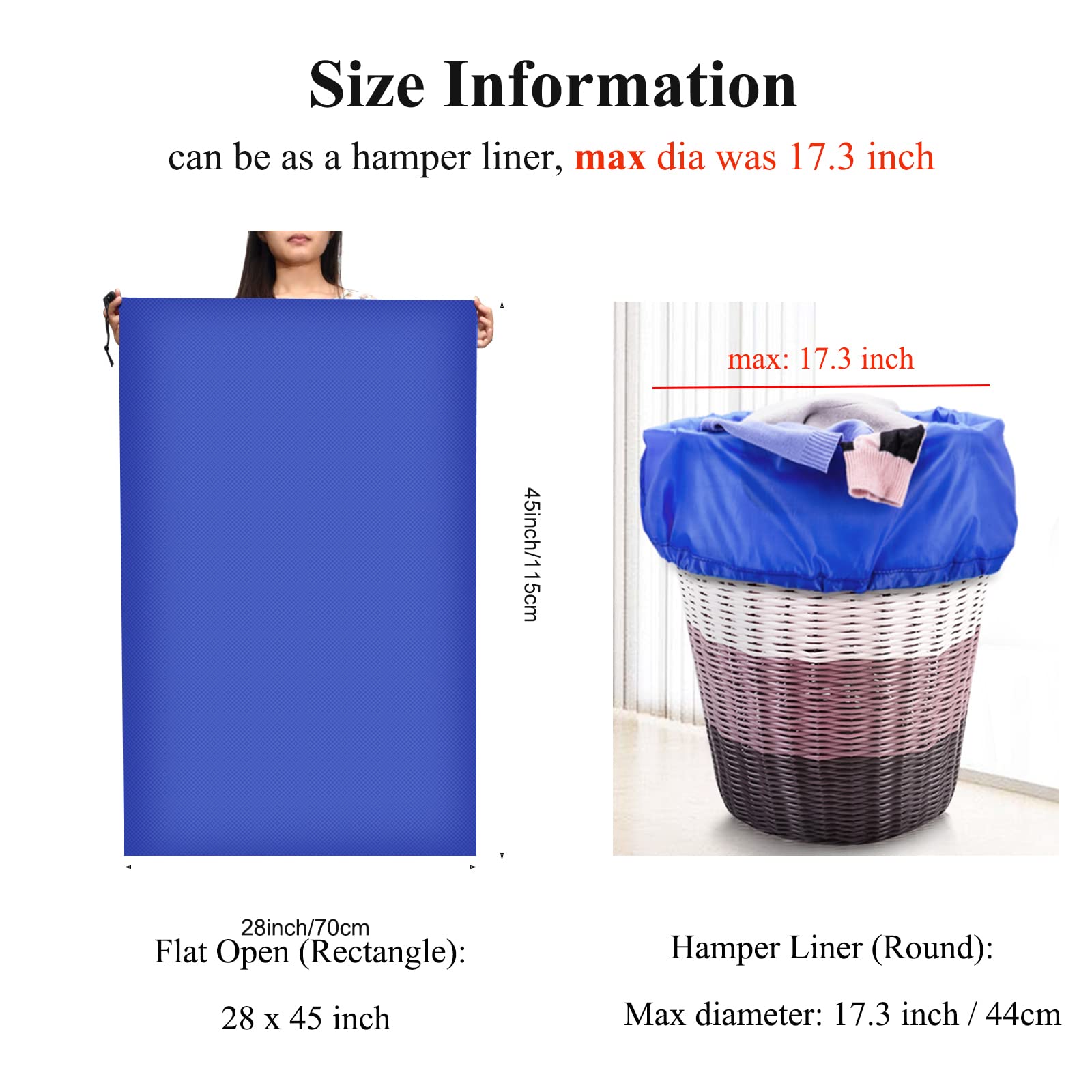 OTraki Large Heavy Duty Laundry Bag Drawstring Laundry Bag 28 x 45 inch / 70 x 115cm Dirty Clothes Organizer XL Travel Laundry Sack Hamper Replacement Liner for Home Dorm Camp Trip College Blue, 1Pcs