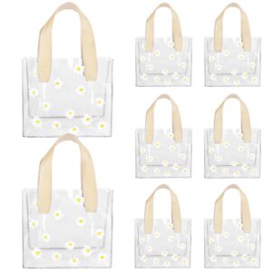 whaline 12pcs clear pvc gift bags with handle bridesmaid gift bags cute daisy flower transparent gift bags reusable treat bags for thanksgiving christmas wedding birthday baby shower party supplies