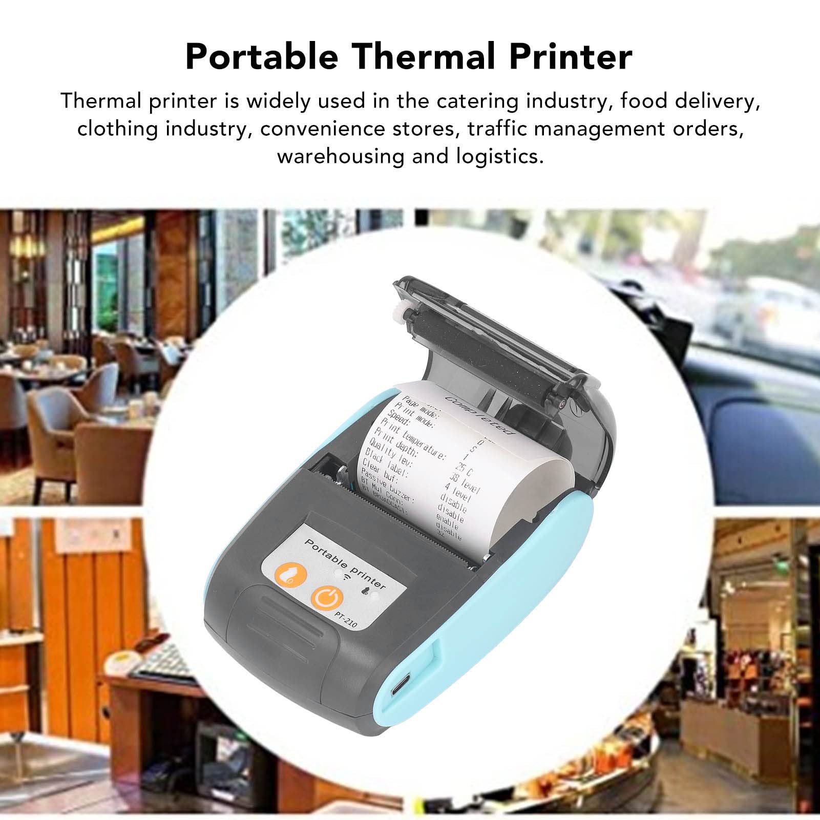 Bluetooth Receipt Thermal Printer, 58mm Bluetooth Receipt Printer, Mini POS Receipt Printer for Clothing Industry Convenience Stores, Portable Receipt Printer (Without