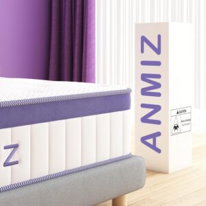 ANMIZ Twin Mattress, 10 inch Hybrid Gel Memory Foam Mattresses Twin Size, Medium Firm Mattress Single Size, Twin Foam Mattress in a Box for Sleep Supportive & Pressure Relief (39" X 75" X 10.5")