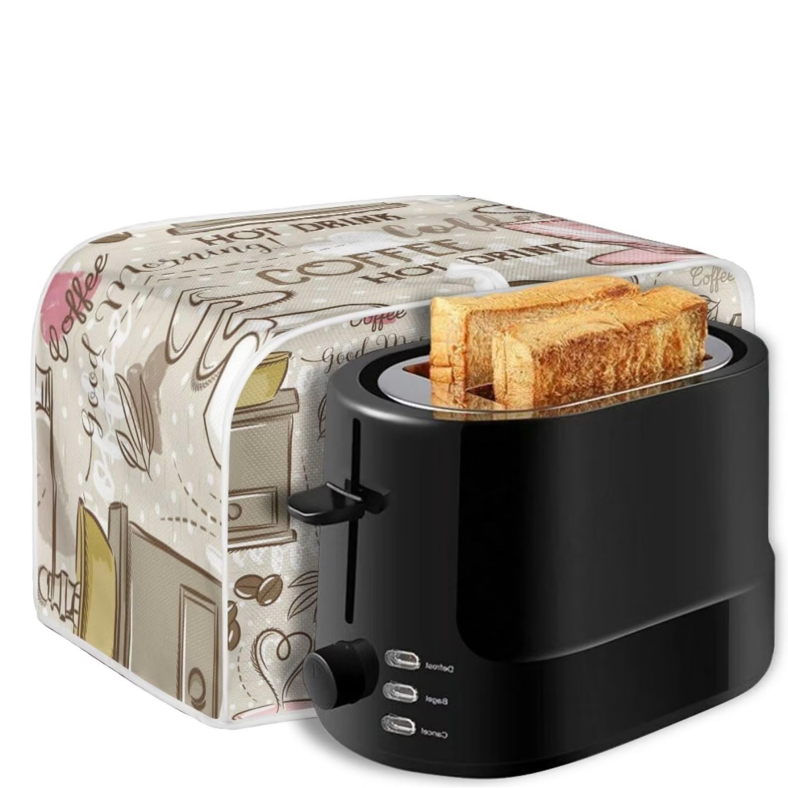 JSLXYYBQ Coffee Pattern Toaster Covers 2 Slice Wide Slot Dustproof Fingerprint Protectors and Greasy Protection Anti-sputtering Machine Washable Women Gift