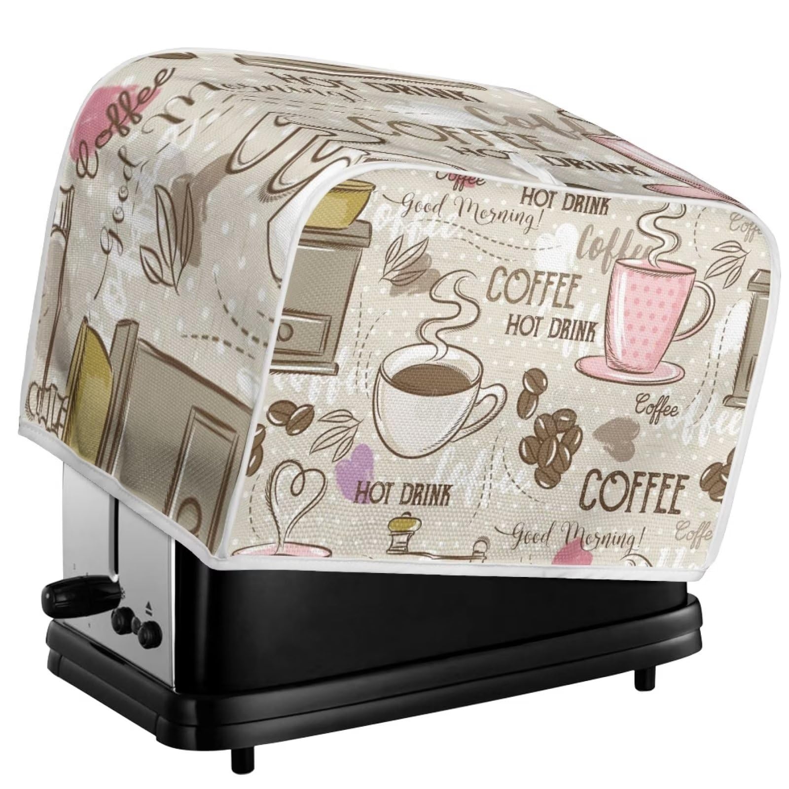 JSLXYYBQ Coffee Pattern Toaster Covers 2 Slice Wide Slot Dustproof Fingerprint Protectors and Greasy Protection Anti-sputtering Machine Washable Women Gift