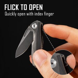 KeyUnity KK04 Titanium Mini Folding Knife Flipper Pocket Knife 1.34" Blade, Small EDC Utility Knife for Everyday Carry