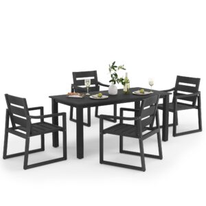 cozyman hdps outdoor patio dining set, 5-piece, all weather outdoor table and chairs, resin outdoor kitchen furniture dining sets for outdoor indoor, patio, lawn, garden, and backyard, black