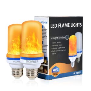 bhcorner smaller size led flame effect light bulbs - halloween decorations outdoor light bulbs,e26/e27 base christmas flickering light bulbs,halloween deco night fire light bulb (2 pack)