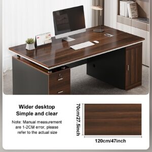 MDHP Home Office Computer Desk with 3 Drawers,Wood Frame Writing Desk Laptop Study Table with Large Desktop Surface,Study Desk Workstation with CPU Storage Cabinet