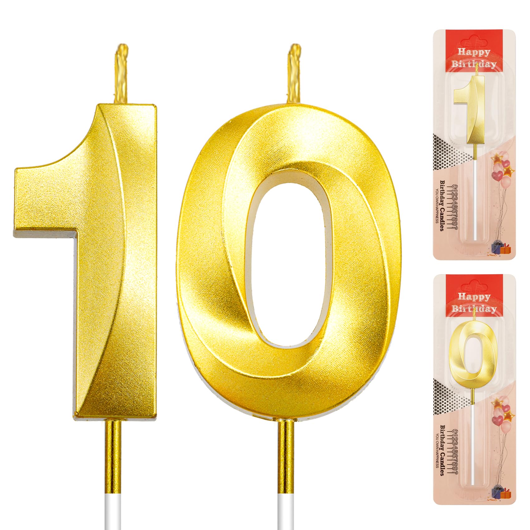 10 Birthday Candle, Birthday Candles Numbers, Gold Birthday Candles, Number Candles, Happy Birthday Candles for Cake, Number Birthday Candles, Ten 10th 10 Birthday Decorations for Girls Boys