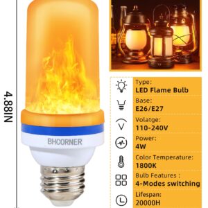 BHCORNER Smaller Size LED Flame Effect Light Bulbs - Halloween Decorations Outdoor Light Bulbs,E26/E27 Base Christmas Flickering Light Bulbs,Halloween Deco Night fire Light Bulb (2 Pack)