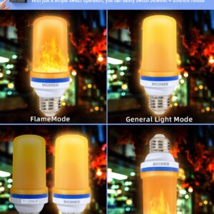 BHCORNER Smaller Size LED Flame Effect Light Bulbs - Halloween Decorations Outdoor Light Bulbs,E26/E27 Base Christmas Flickering Light Bulbs,Halloween Deco Night fire Light Bulb (2 Pack)