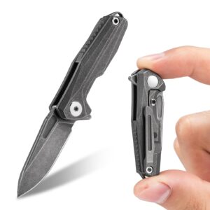 keyunity kk04 titanium mini folding knife flipper pocket knife 1.34" blade, small edc utility knife for everyday carry