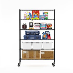 Furinno Wayar 6-Tier Metal Storage Shelf Rack, 48 x 18 x 78, Black