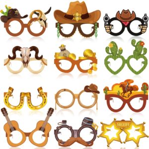 jenaai 36 pcs western party decoration favors wild west paper glasses cowboy photo booth props western theme eyeglasses birthday party supplies