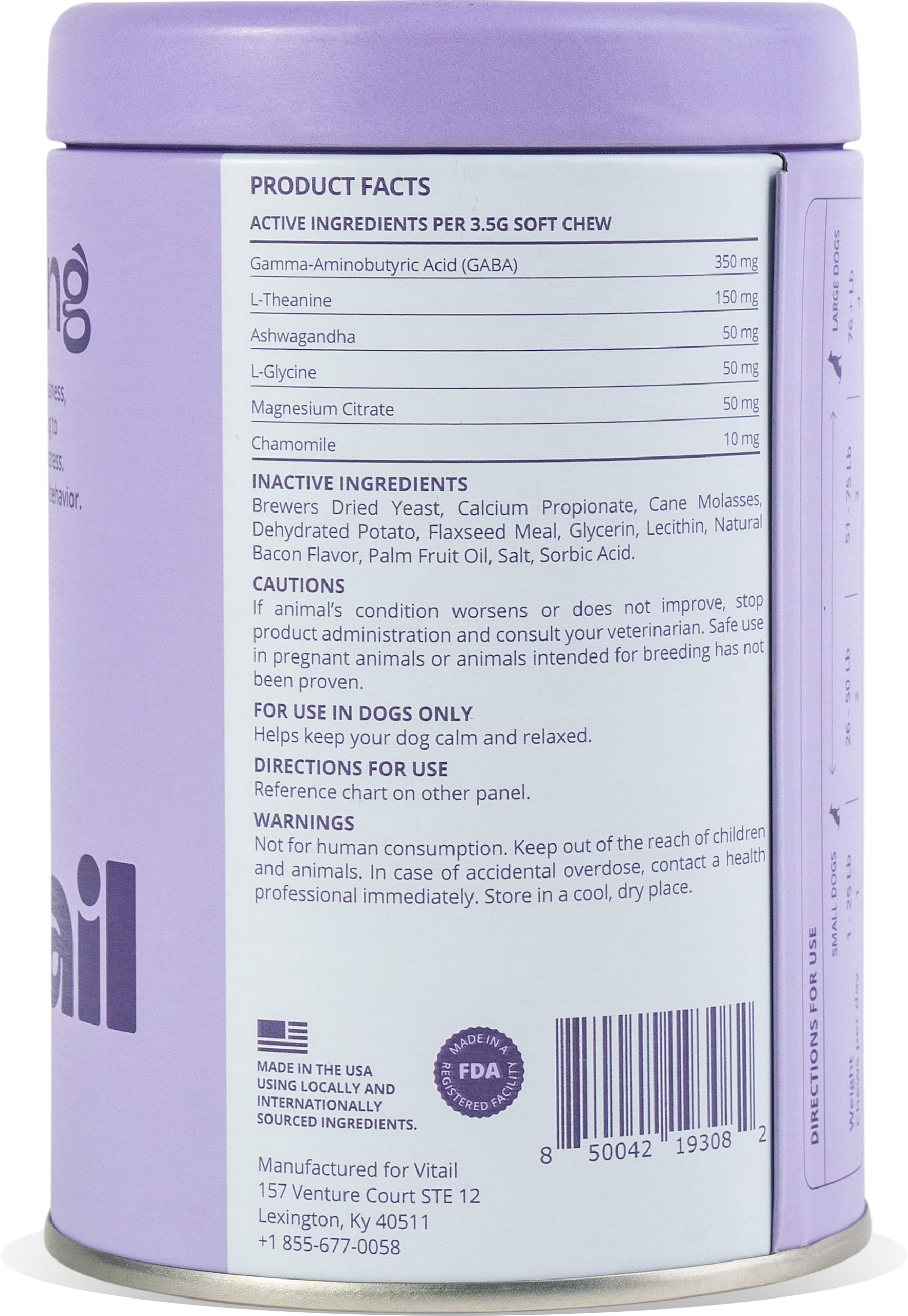 Vitail Calming Dog Chews for Anxiety & Stress Relief - Natural Ingredients with Magnesium - Helps Emotional Balance & Reduces Destructive Behavior - 90 Soft Chews