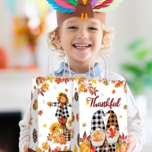 Seajan 32 Pieces Thanksgiving Gift Bags with Tissue Paper Thanksgiving Party Favor Bag with Handles Fall Party Treat Paper Bags Fall Candy Bags Thanksgiving Fall Autumn Party Supplies and Gifts