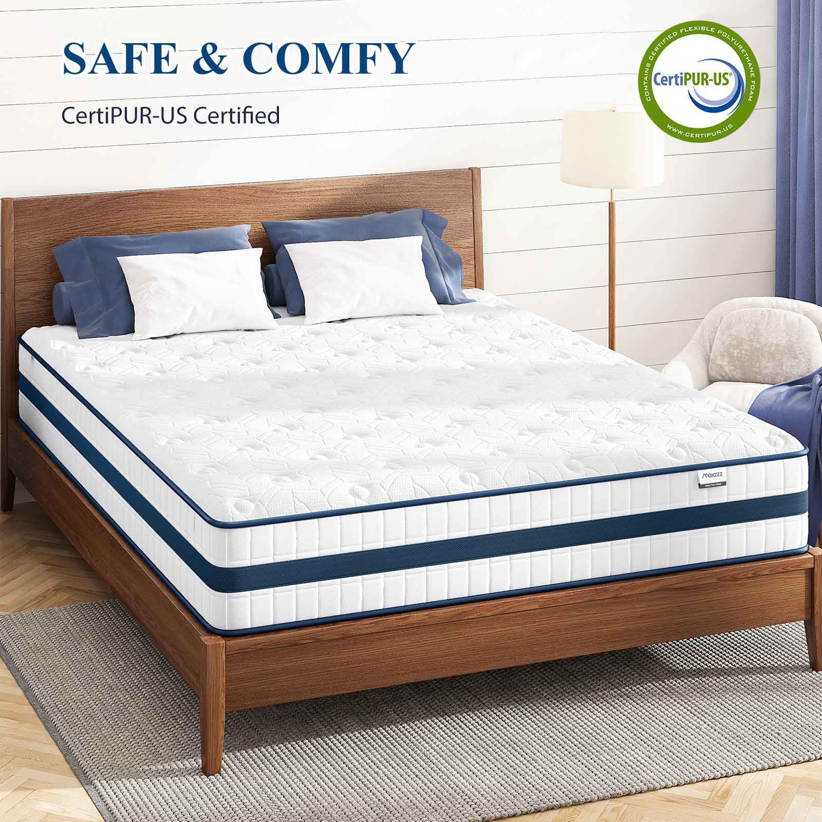 Maxzzz Full Size Mattress, 10 Inch Full Hybrid Mattress in A Box Pressure Relief & Supportive, Cooling Memory Foam & Individually Pocket Coils for Motion Isolation, Luxury Mattress