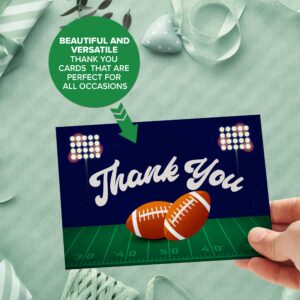 Decorably Thank You Cards with Envelopes & Stickers, Sports-Themed Cards - 24 Pack Football Thank You Cards with Envelopes, Blank Inside 6x4in Sports Thank You Cards Sports, Coach Thank You Cards