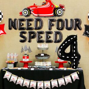 JeVenis Need Four Speed Birthday Decoration Need Four Speed Balloons Backdrop Racing Car 4th Birthday Decoration Boys 4th Birthday Party Supplies Car Balloons