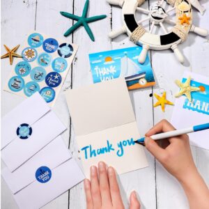 Lincia 48 Pack Cruise Staff Thank You Cards with Envelopes and Stickers Cruise Nautical Thank You Notes for Cruise Staff Thank You Gifts Bulk Cruise Accessories for Ship Boat Birthday Greeting