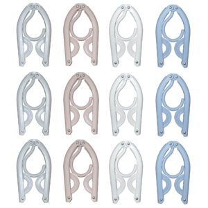 12pcs foldable travel hangers, portable folding travel hangers, collapsible hangers for clothes, space saving hangers for clothes, non-slip & lightweight for home and travel (4 colors)