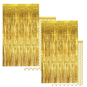 kiwilepi bachelorette party decorations gold foil curtain, 4packs 3.3ft x 6.6ft metallic photo booth 2 styles tinsel wall curtains party streamer for birthday wedding engagement bridal shower supplies