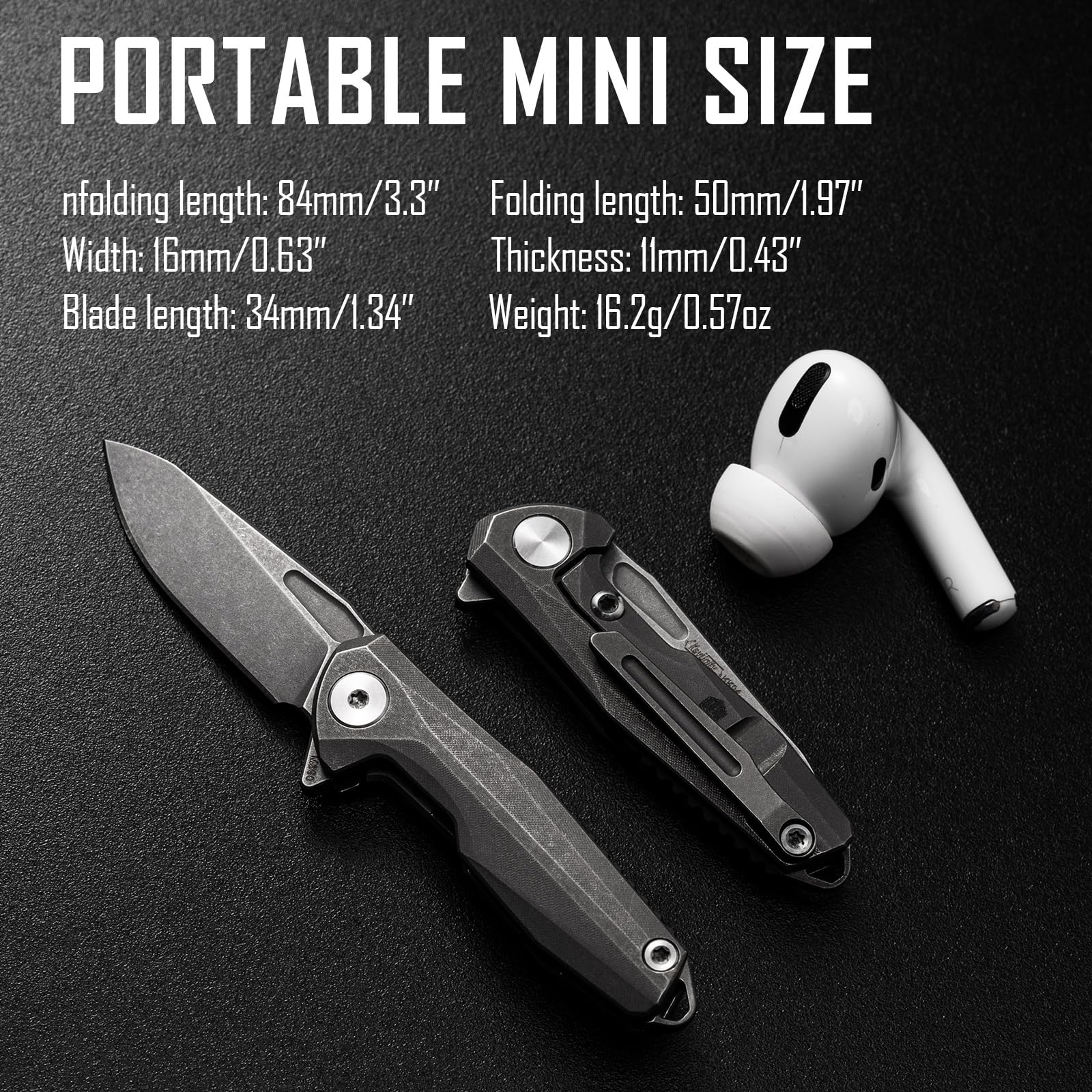 KeyUnity KK04 Titanium Mini Folding Knife Flipper Pocket Knife 1.34" Blade, Small EDC Utility Knife for Everyday Carry