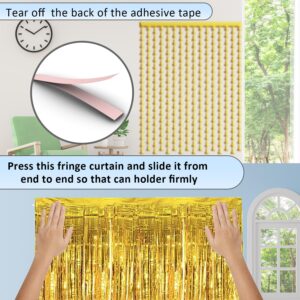 KIWILEPI Bachelorette Party Decorations Gold Foil Curtain, 4Packs 3.3ft x 6.6ft Metallic Photo Booth 2 Styles Tinsel Wall Curtains Party Streamer for Birthday Wedding Engagement Bridal Shower Supplies