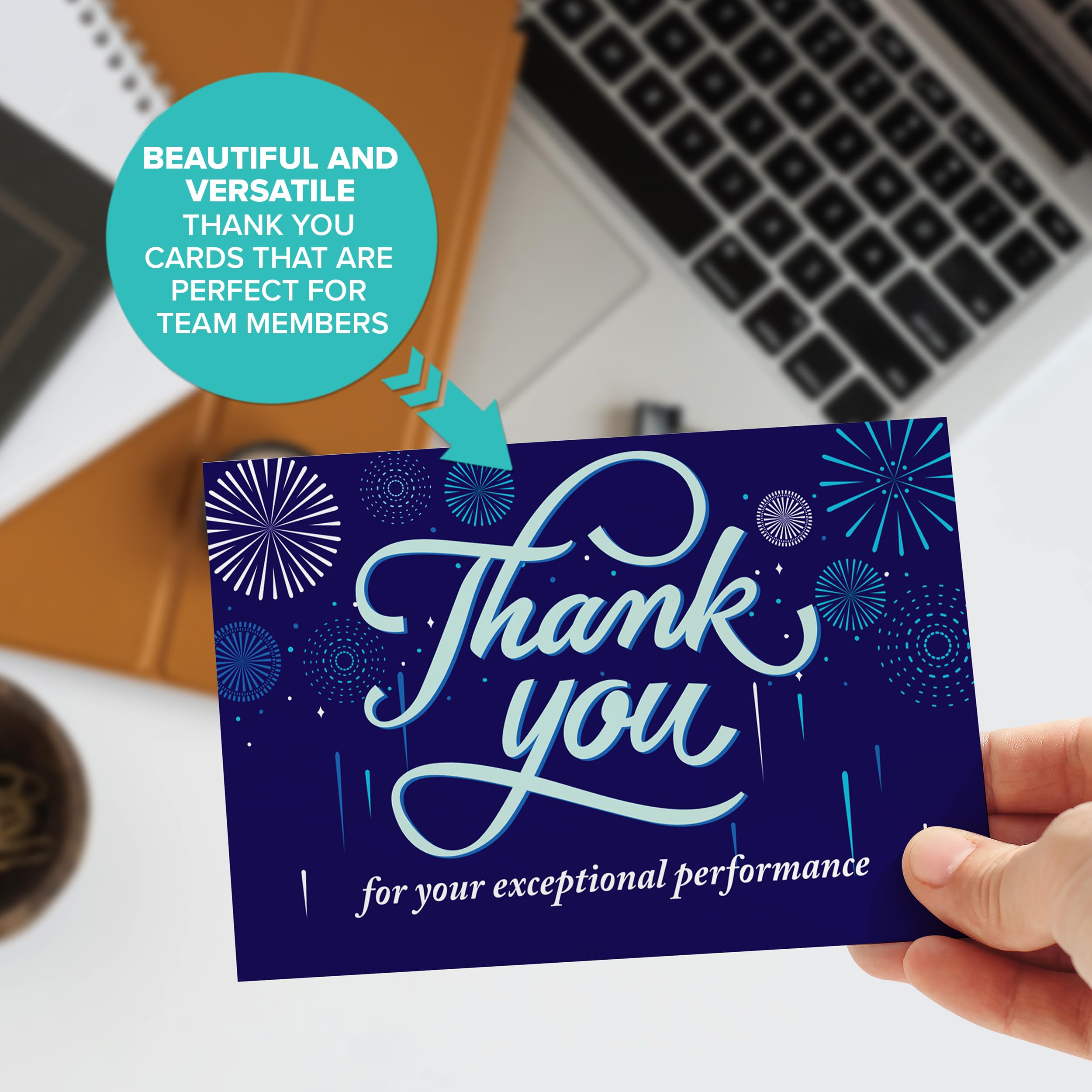 Decorably Work Cards with Envelopes & Stickers - 24 Pack Employee Appreciation Cards with Envelopes & Stickers, Blank Inside 6x4in Employee Thank You Cards for Employees Appreciation