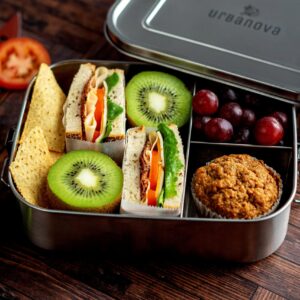 Large 304 Stainless Steel Bento Box for Adults (47oz) - Lunch Box Containers with 3 Compartments, Condiment Container & Leakproof Lid for Work Food Storage - Metal Lunch Box for Adults, Men, Women