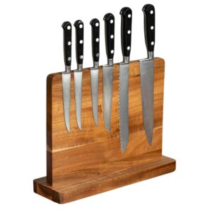 birdrock home wooden magnetic knife block | acacia wood knife storage | double-sided strong magnetic knife holder | knife organizer for kitchen & space-saving design | no knives included | 12.8"lx10"h