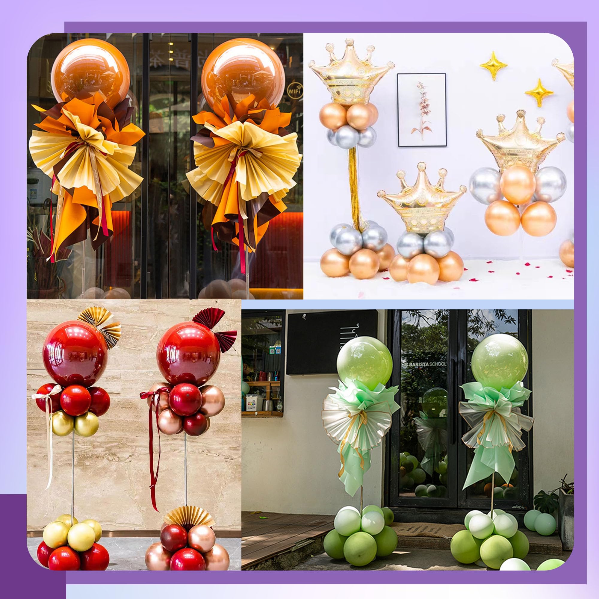 Balloon Column Kit Set Of 2, Balloon Stand for Floor with Base and Metal Telescopic Pillar（6.6ft Adjustable Height）for Birthday,Graduation,Baby Shower, Wedding Party Decoration