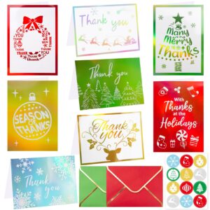 ceiba tree 24 PCS Christmas Thank You Cards with Envelopes & Stickers Sparkle Holiday Thank You Notes Cards Message inside 5 * 7 inch