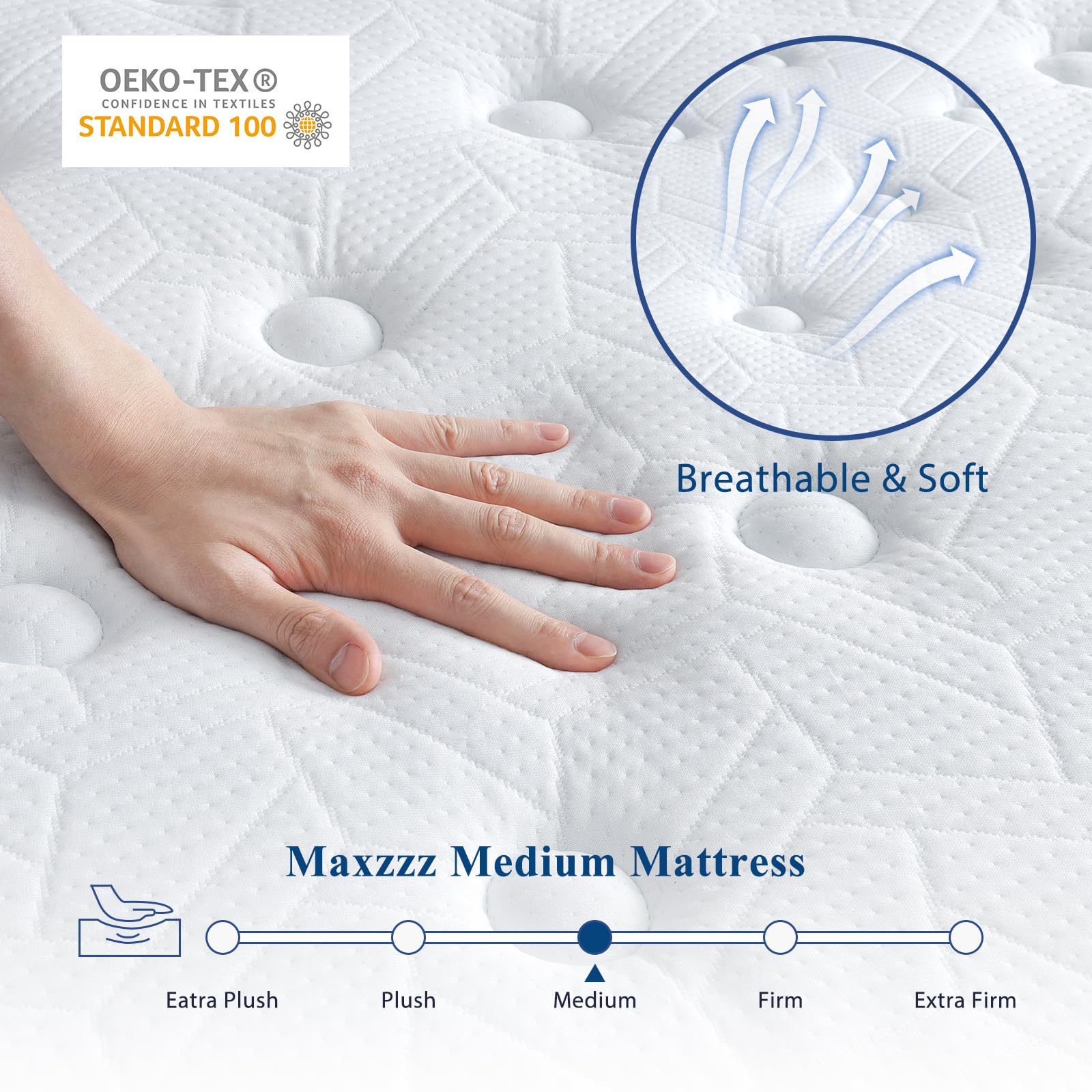 Maxzzz Full Size Mattress, 10 Inch Full Hybrid Mattress in A Box Pressure Relief & Supportive, Cooling Memory Foam & Individually Pocket Coils for Motion Isolation, Luxury Mattress