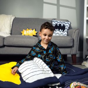 Batman Batmobile Kids Sleepover Bag Superhero Slumber Mat with Built-in Pillow, Cozy & Soft