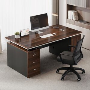 mdhp home office computer desk with 3 drawers,wood frame writing desk laptop study table with large desktop surface,study desk workstation with cpu storage cabinet