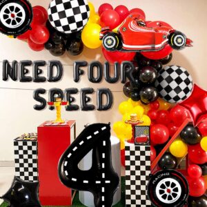 JeVenis Need Four Speed Birthday Decoration Need Four Speed Balloons Backdrop Racing Car 4th Birthday Decoration Boys 4th Birthday Party Supplies Car Balloons