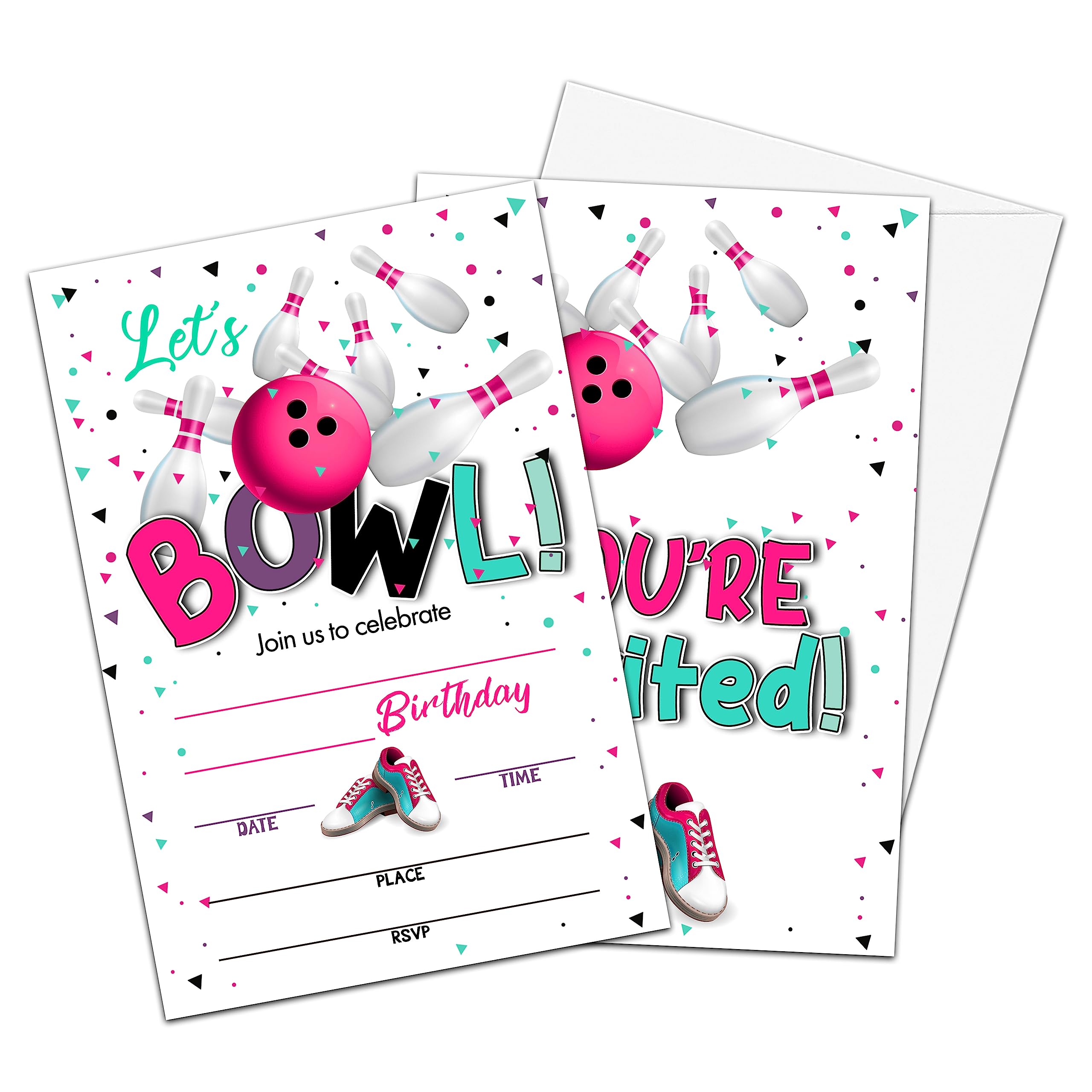 OZTEMETY Unisex-Adults Birthday Party Invitations, 20 Multicolor Cards with Envelopes, 4x6 Inches, Durable, Reusable, Smooth Writing Surface