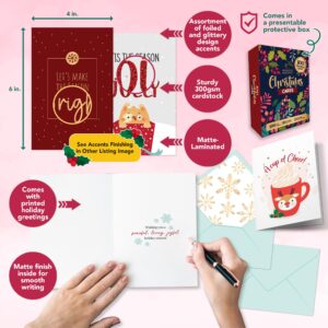 100 Pack Boxed Christmas Cards with Envelopes & Stickers, 100 Unique Designs with Printed Inside Christmas Cards Bulk, 6x4in Assorted Christmas Cards Boxed with Envelopes, Holiday Cards with Envelopes