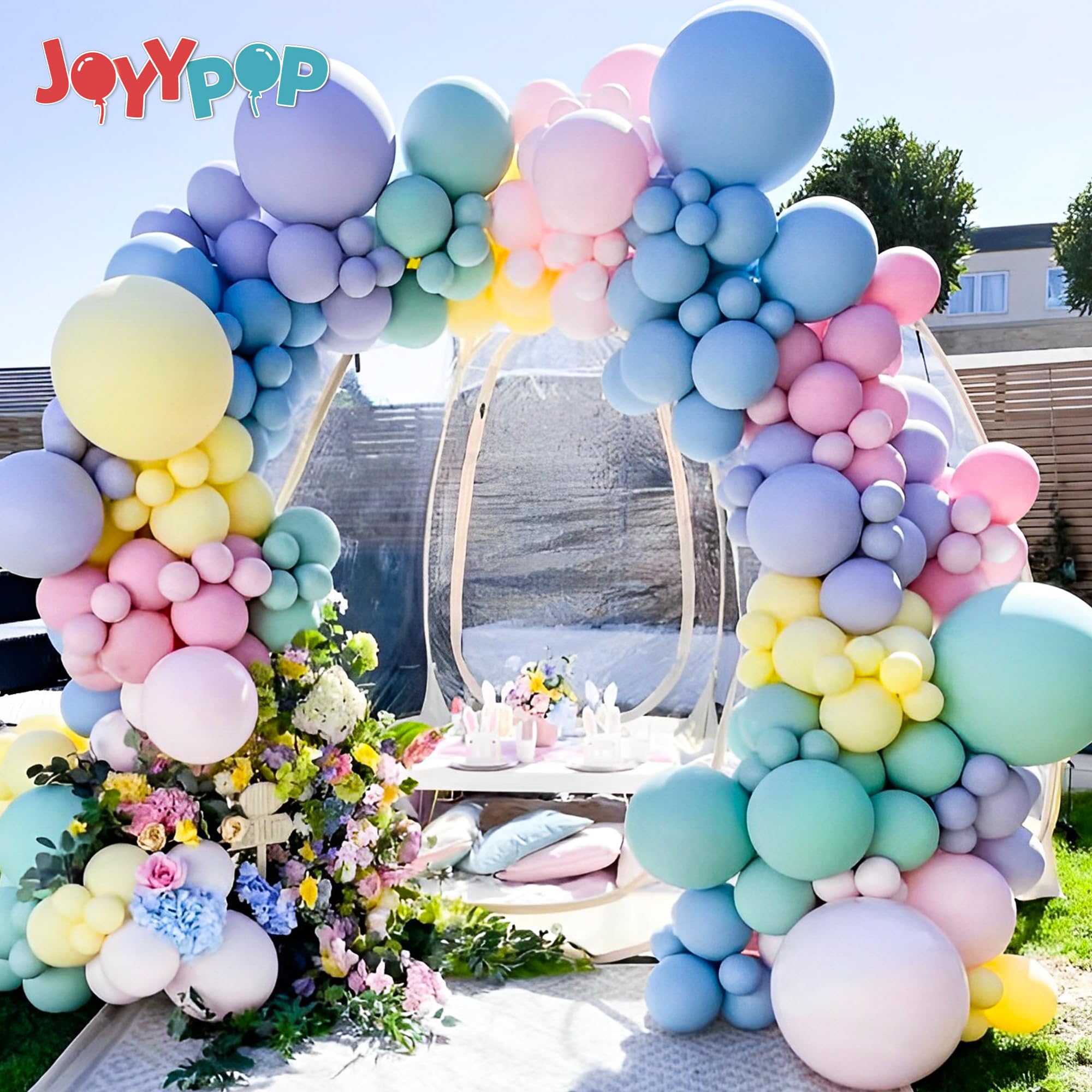 JOYYPOP Improved Balloon Arch Kit, 10ft Wide & 9ft Tall Balloon Arch Stand with Base for Birthday Baby Shower Graduation Party Decorations Wedding Supplies With 2 Handheld Pumps