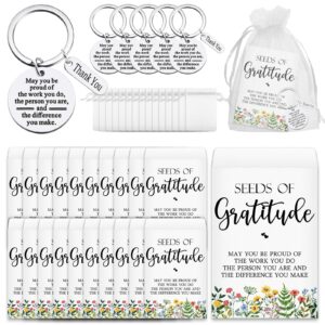 huquary 25 sets employee appreciation gifts for coworker include 25 pcs thank you keychain 25 pcs white seed packets with white organza bags (no seeds)